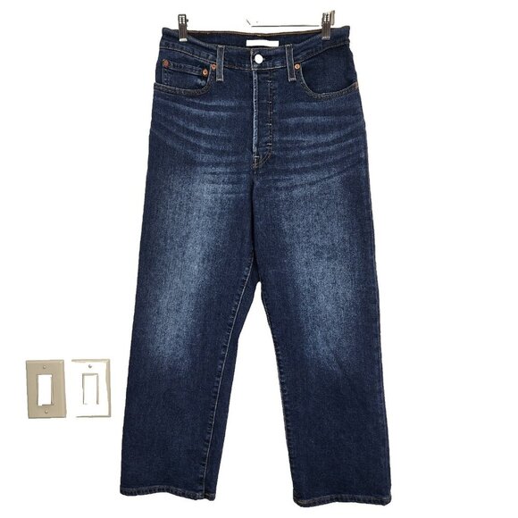 Levi's Denim - Levi's Ribcage Straight Cropped Jeans Womens 30 Medium Wash Button Fly Stretch